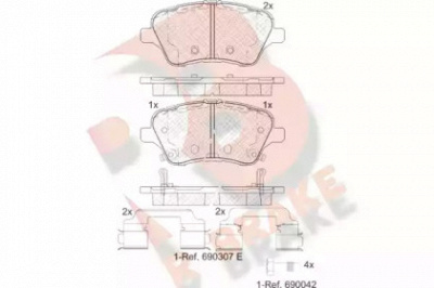 R BRAKE rb2108203 -  Комплект тормозных колодок, дисковый тормоз